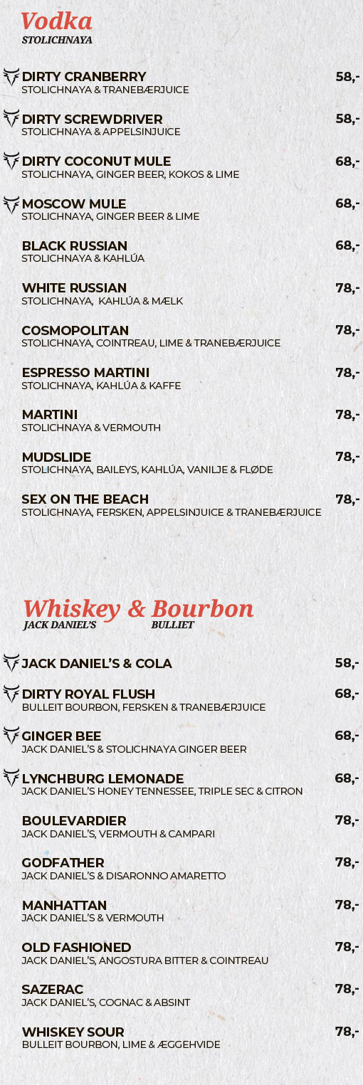 Barmenu: Vodka barmenu-vodka