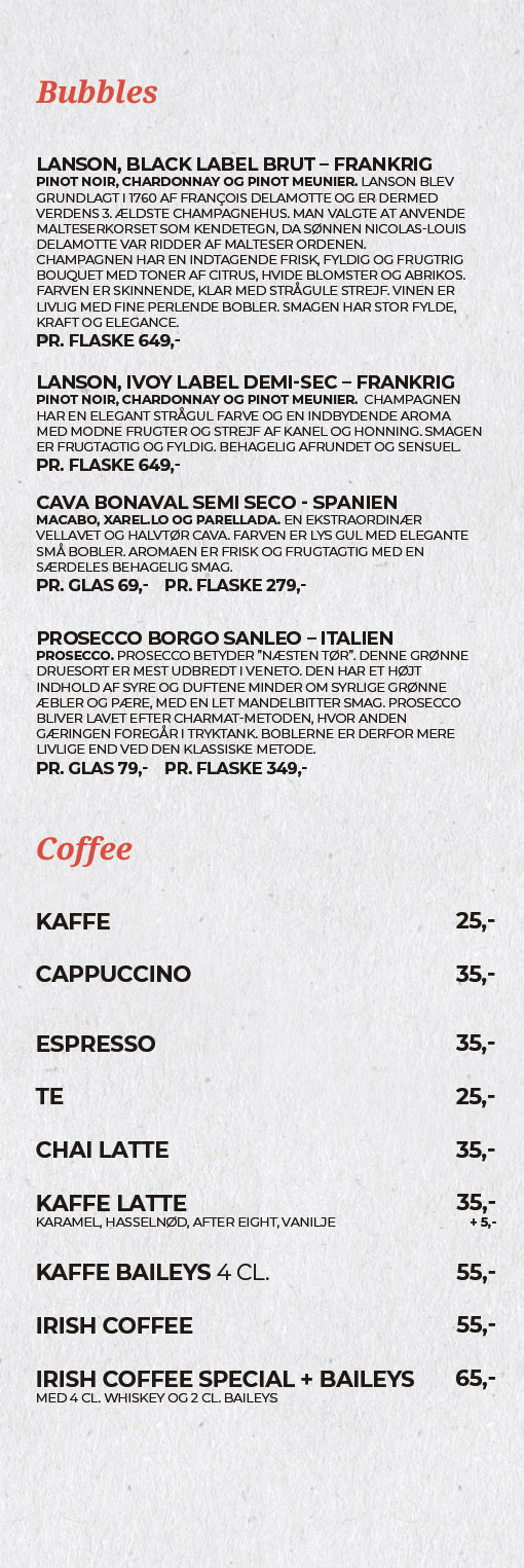 Barmenu: Bobbler & Kaffe barmenu-bubbles